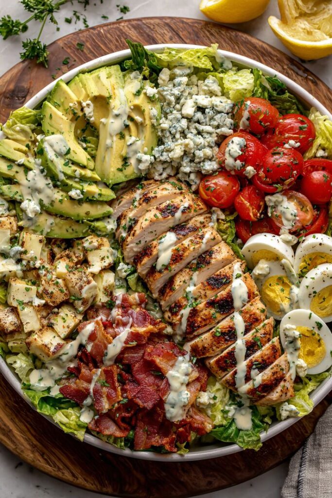 Healthy Mediterranean grilled chicken bowl with quinoa, olive oil, feta and fresh vegetables
