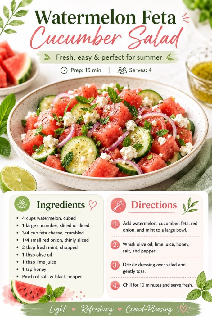 Watermelon Feta Cucumber Salad